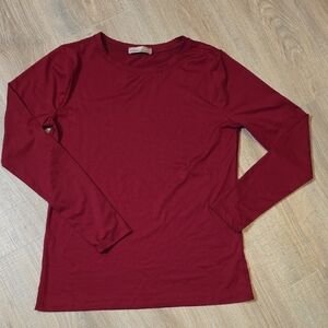 Zenana Outfitters Long-Sleeve Crew Neck Top - Burgundy